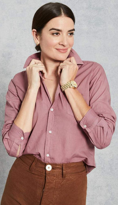 Frank and Eileen Barry Button Down Shirt in Italian Light Poplin in Rose