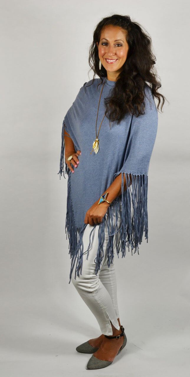 Hankie Poncho Fringe 100% Cotton