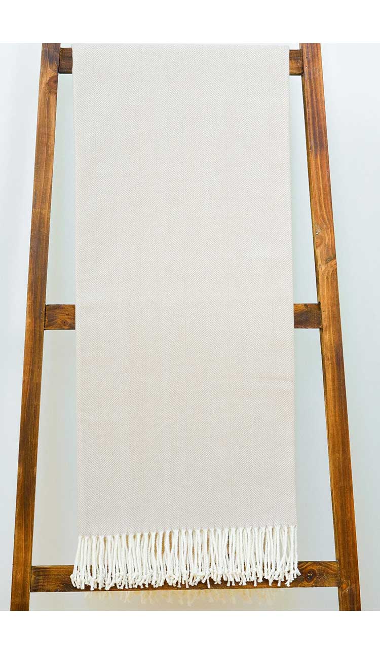 Bisque Adirondack Herringbone Woven Throw - Paula & Chlo