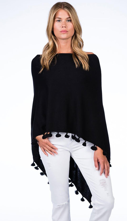 Tassel Trim Cotton Cashmere Topper
