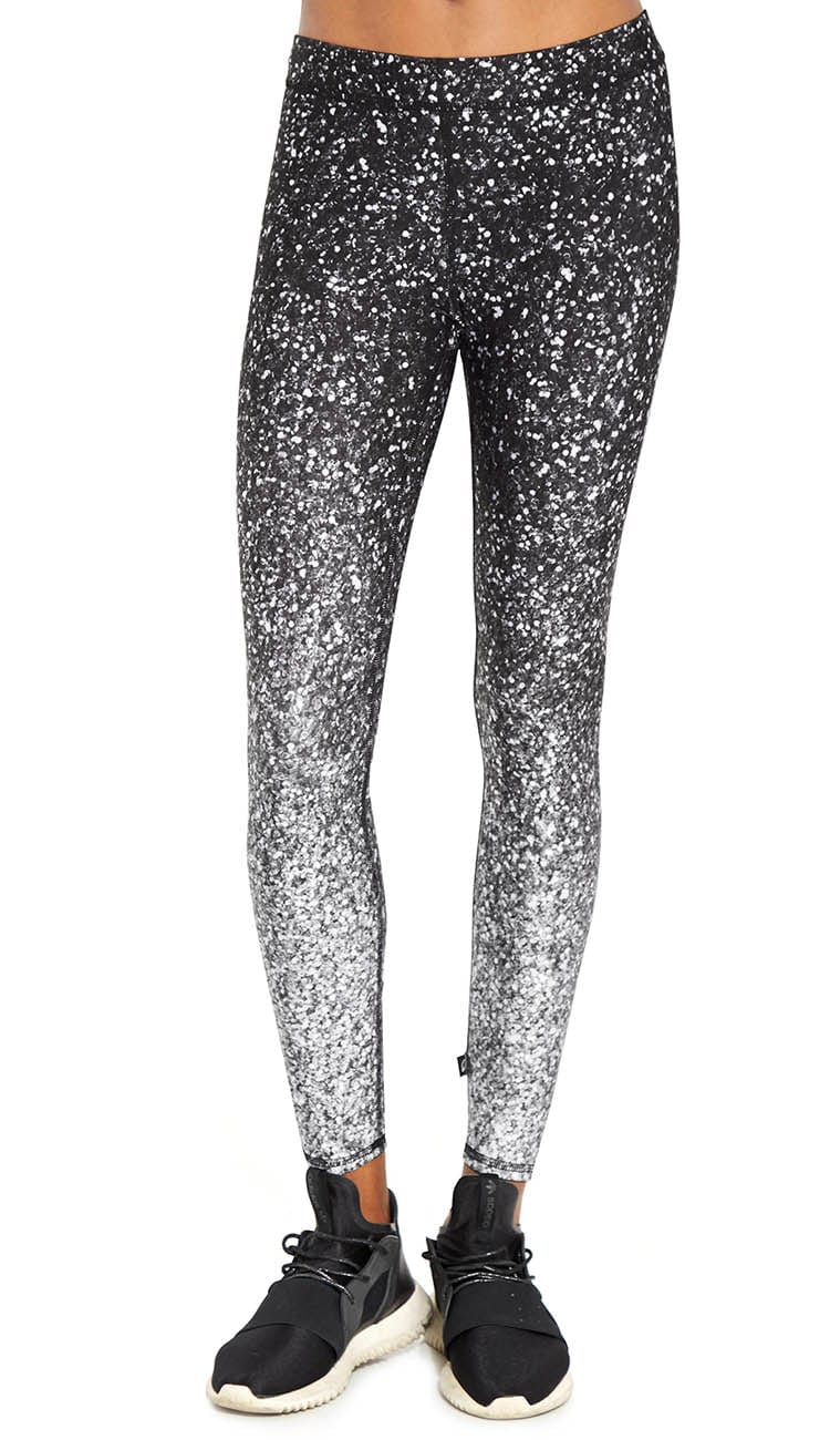 Black and White Glitter Photo Print Leggings