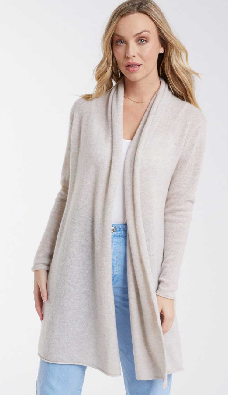 claudia nichole cashmere breezy duster latte - paula and chlo