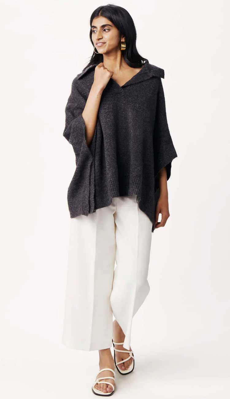 Cambridge collar poncho with mohair in charcoal by MerSea - Paula & Chlo. Shop this beautiful poncho.