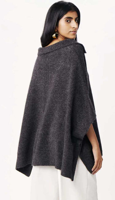 Cambridge collar poncho with mohair in charcoal angle view by MerSea - Paula & Chlo. Shop this beautiful poncho.