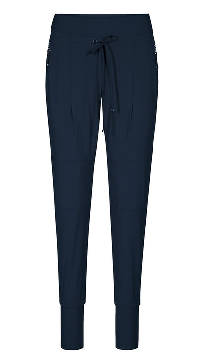 Raffaello Rossi Candy Pant in marina, women’s slim jogger pant with drawstring waist and zip pockets