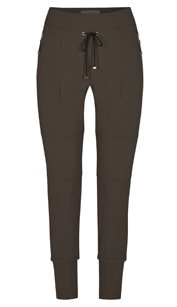 Raffaello Rossi Candy Pant in olive, women’s slim jogger pant with drawstring waist and zip pockets