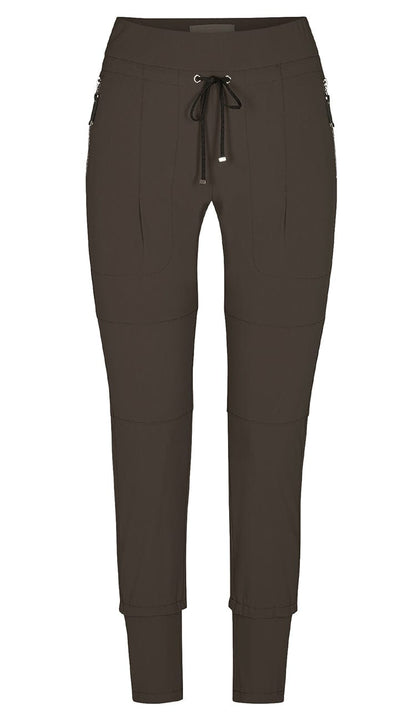 Raffaello Rossi Candy Pant in olive, women’s slim jogger pant with drawstring waist and zip pockets