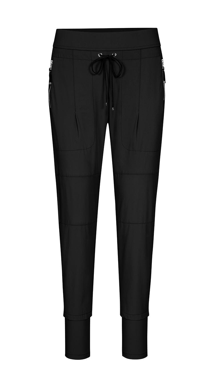 Raffaello Rossi Candy Pant in black, women’s slim jogger pant with drawstring waist and zip pockets