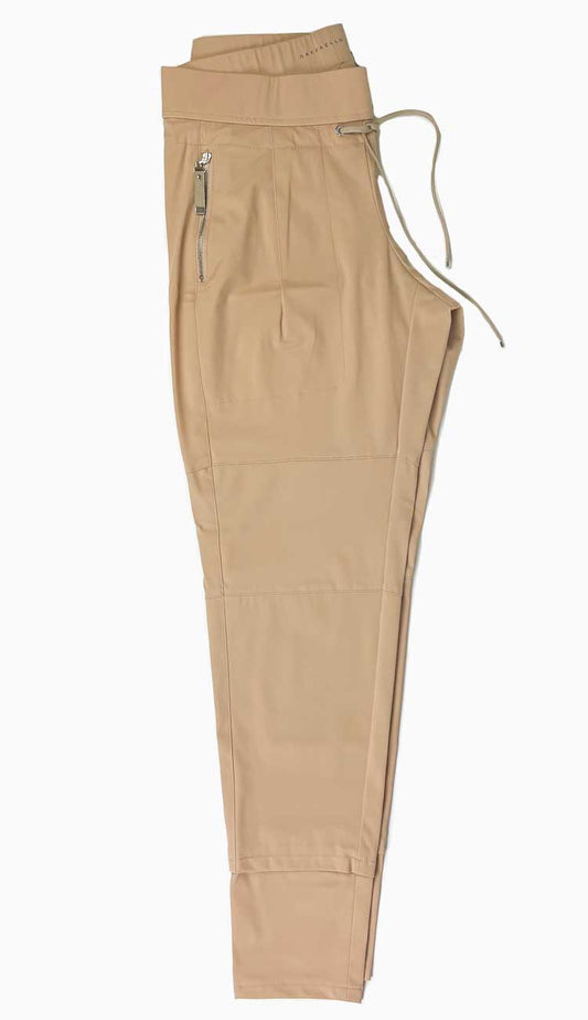 Raffaello Rossi Candy Pant in cashew, women’s slim jogger pant with drawstring waist and zip pockets