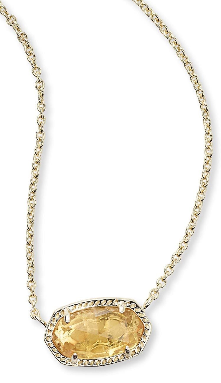 Kendra Scott Elisa Pendant Necklace Gold Plated Stone Necklace