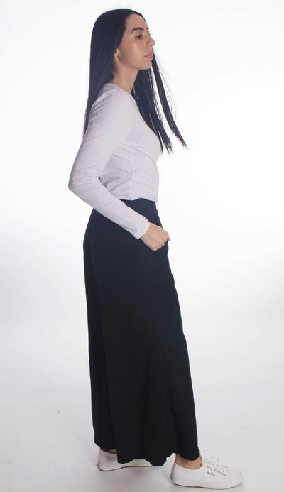 wendy wide leg pant micro cord in black by cp shades side view