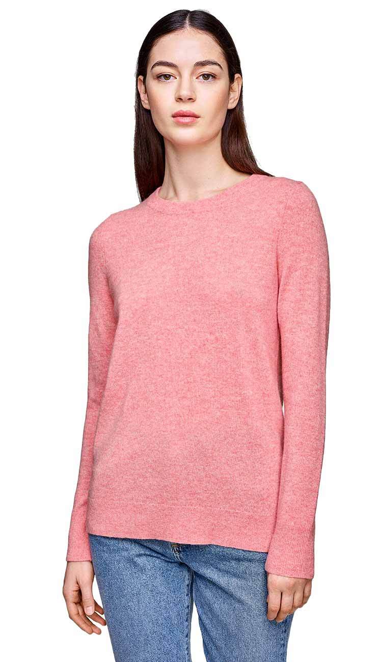 Gum drop pink cashmere crewneck sweater by white and warren