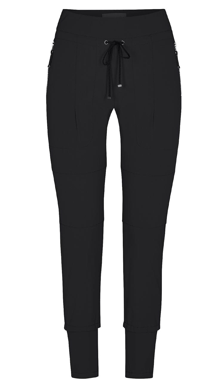 Raffaello Rossi Candy Pant in dark brown, women’s slim jogger pant with drawstring waist and zip pockets