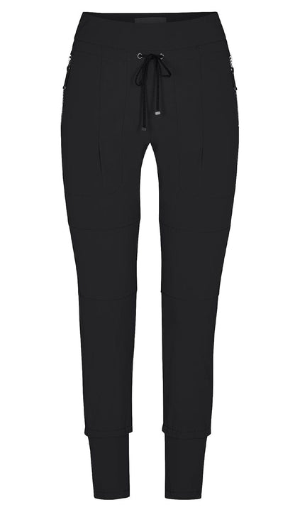 Raffaello Rossi Candy Pant in dark brown, women’s slim jogger pant with drawstring waist and zip pockets