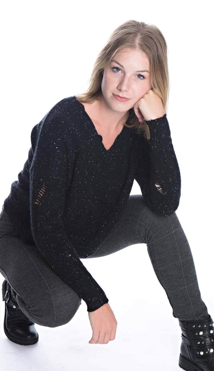 cashmere distressed v-neck box cashmere sweater by autumn cashmere