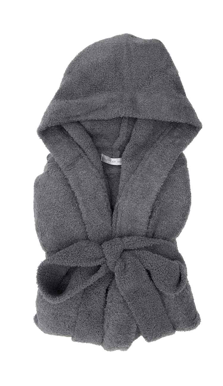 Dolce Hoodie Cover Up Robe in Charcoal Chenille by Little Giraffe folded view
