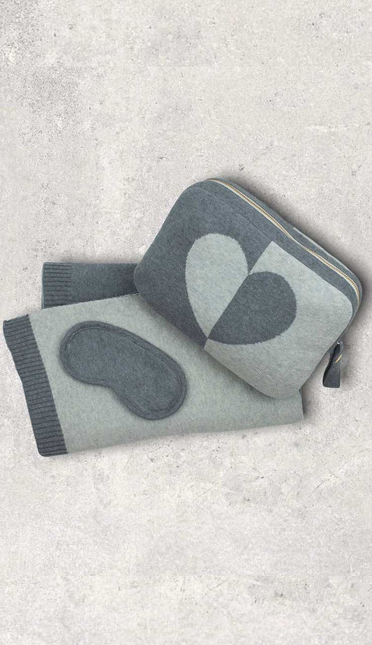 dual heart travel throw and pouch