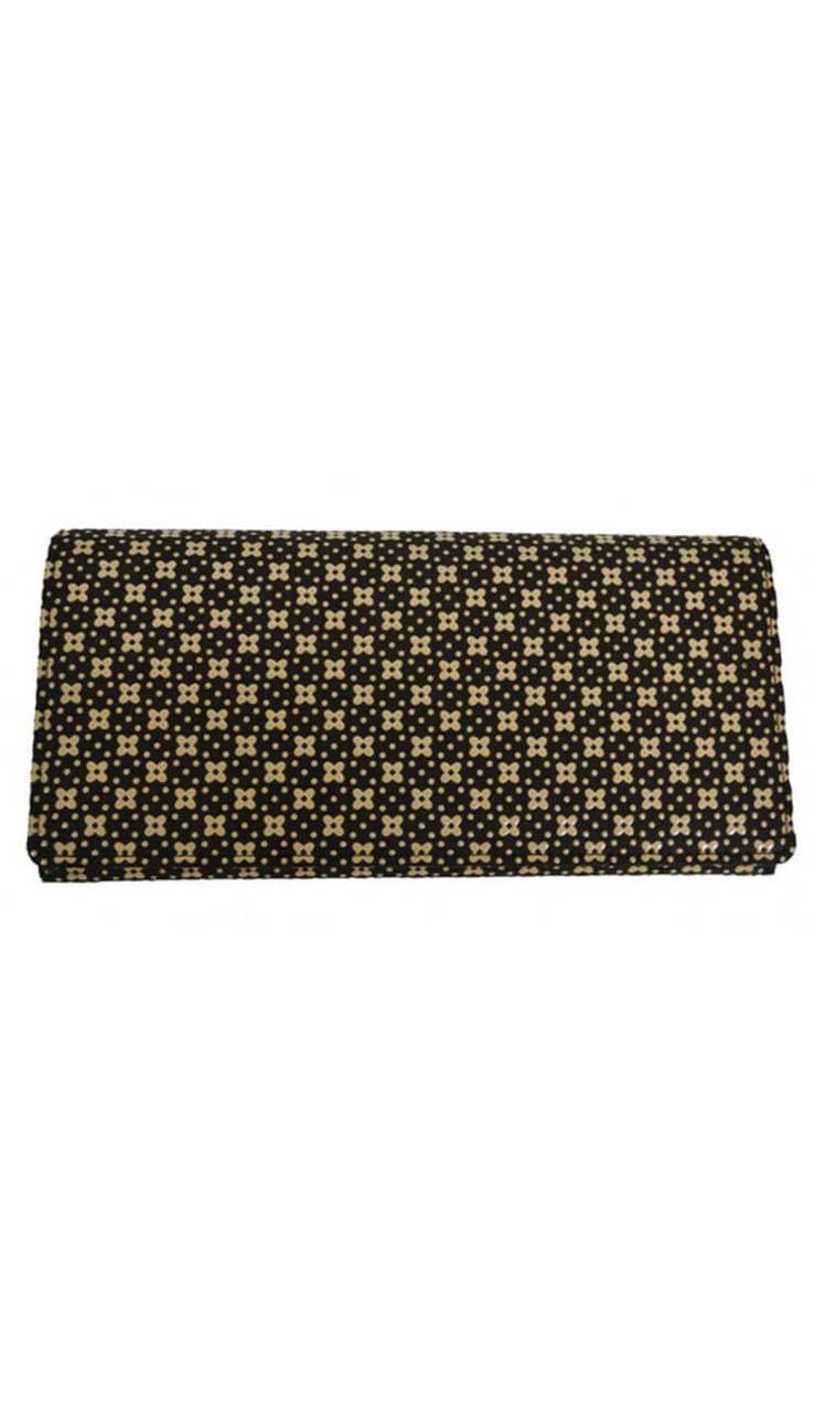 Long Wallet Flower Lattice Lacquer Black