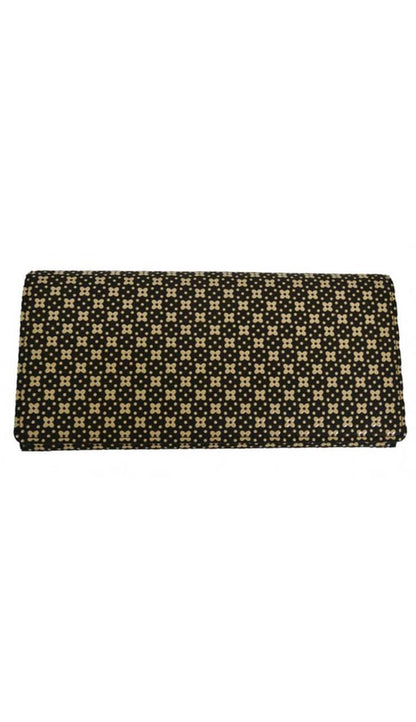 Long Wallet Flower Lattice Lacquer Black