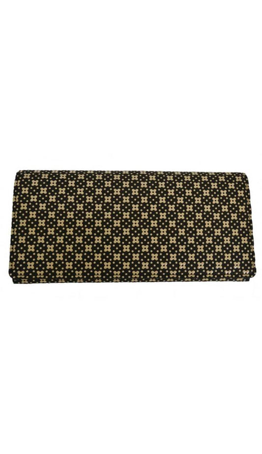 Long Wallet Flower Lattice Lacquer Black