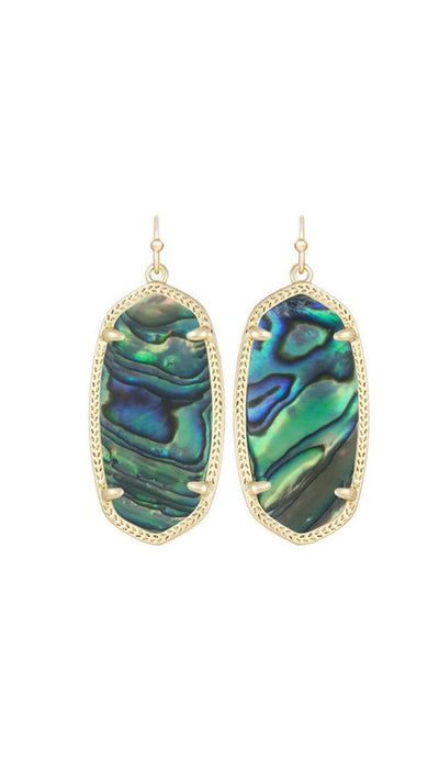 Orecchini Pendenti Kendra Scott Elle – Abalone E Conchiglia, Tono Oro Rosa, Nuovi