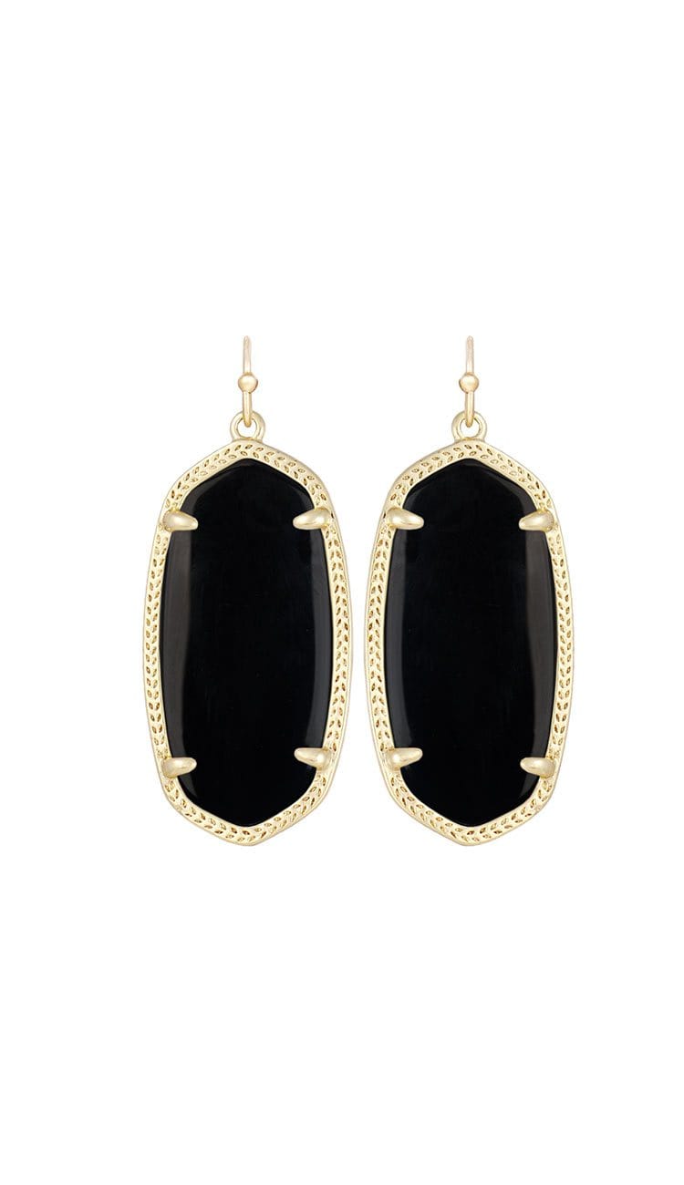 kendra scott elle black earrings with gold 