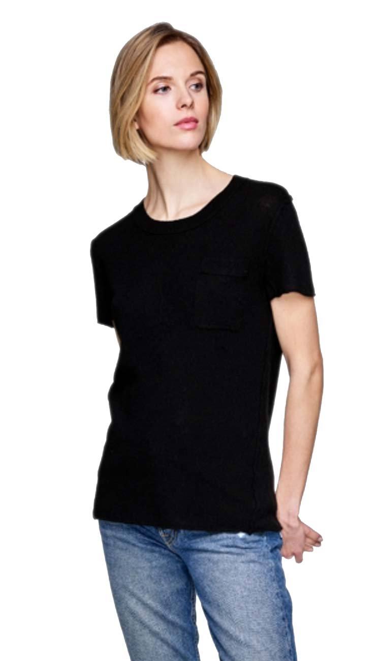 essential cashmere tee in black by white and warren