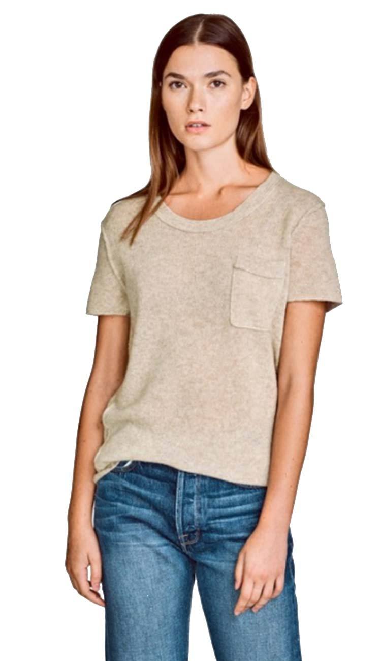 essential cashmere tee in flax by white and warren