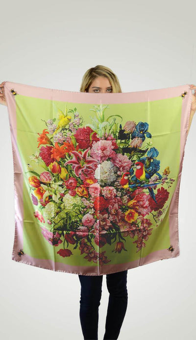 Dream Flowers with Bees on Corners Scarf