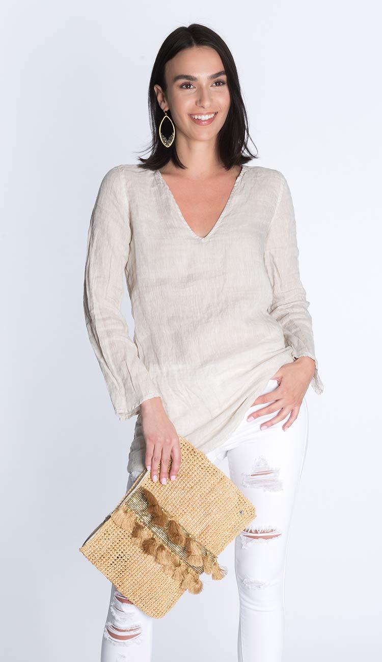 flora bella corsica clutch in natural on model