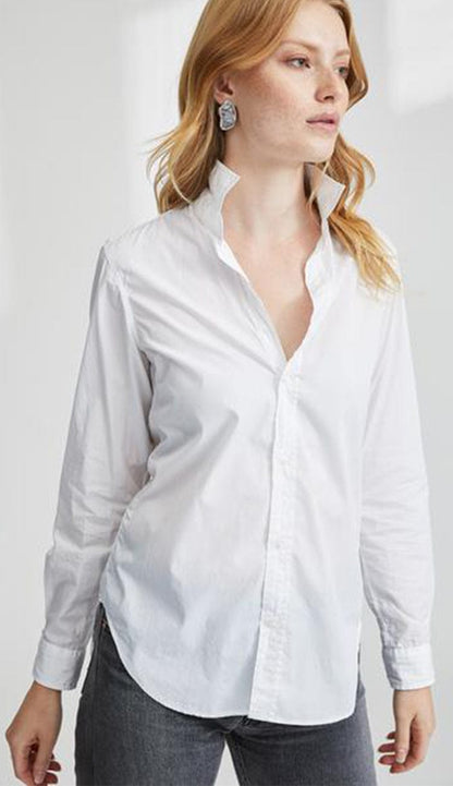 super fine poplin white button down shirt