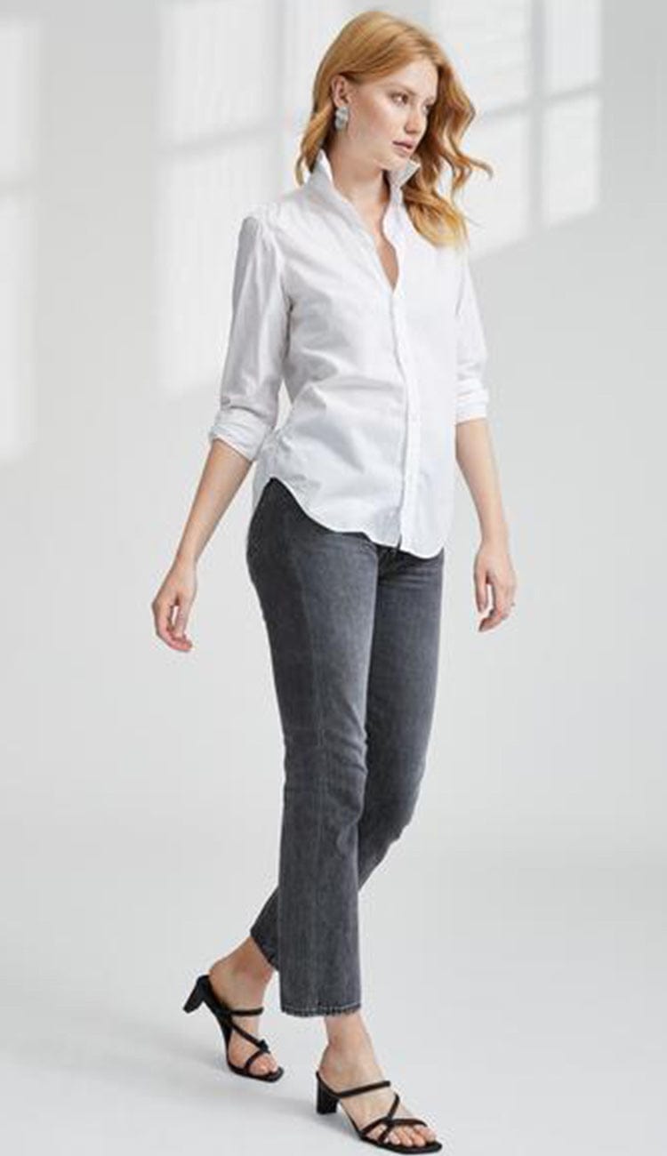 frank super fine poplin white button down shirt full view