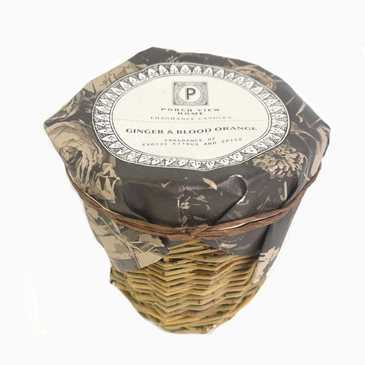 ginger blood orange candle with French wicker vessel - paula and chlo