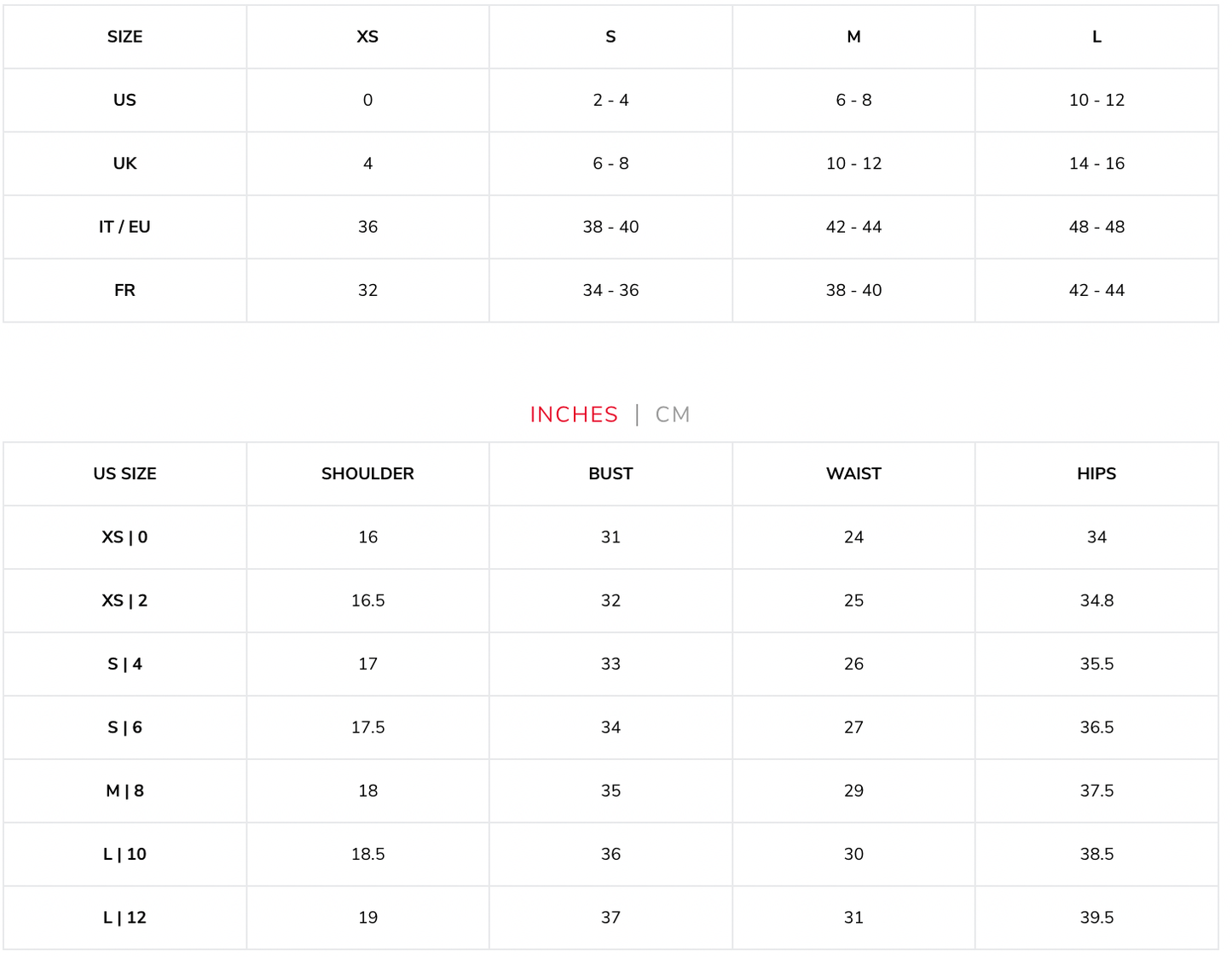 goldie size chart for ruffle