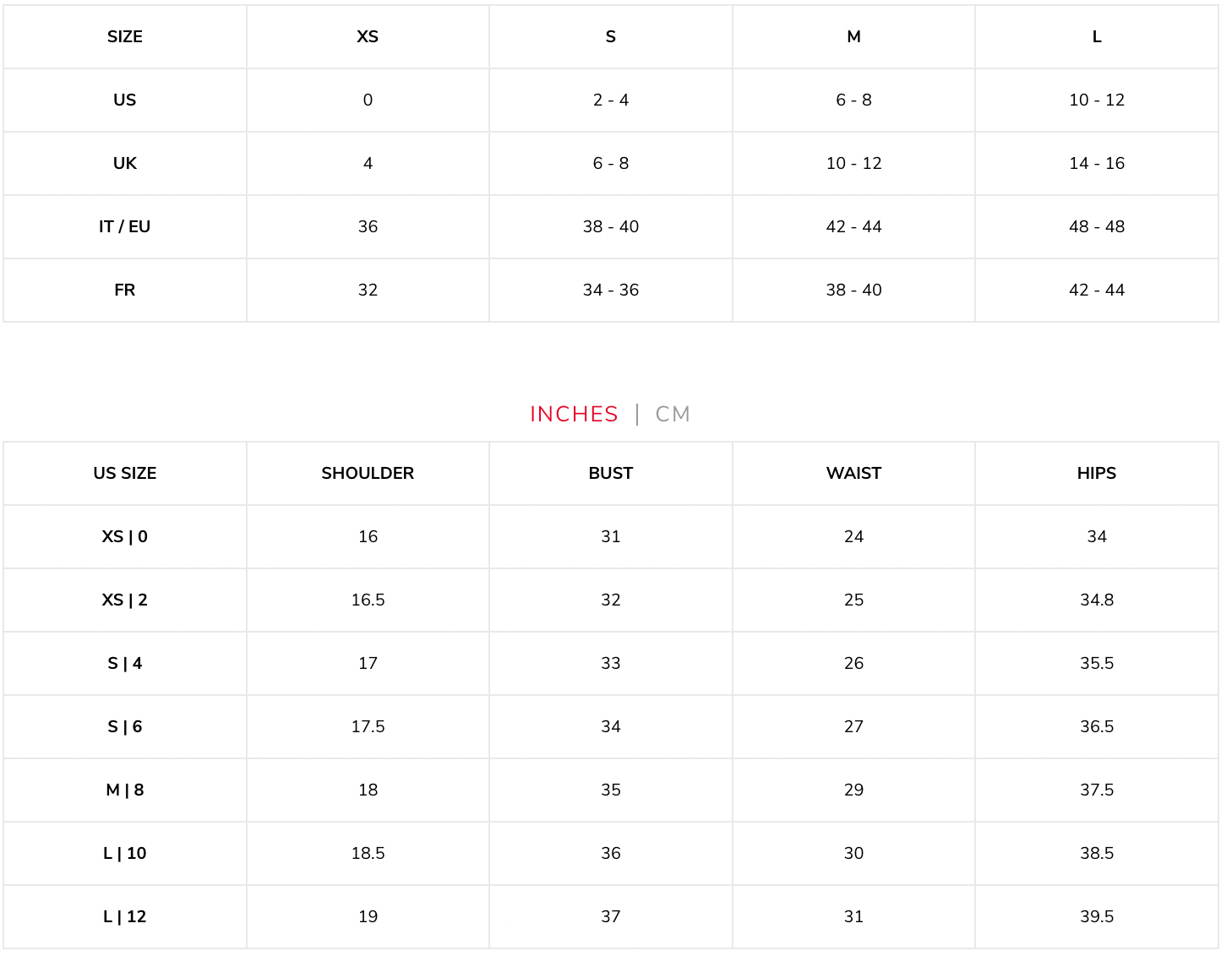 goldie size chart for ruffle