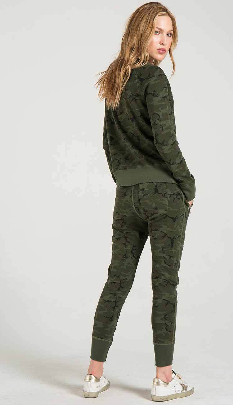 GRAVITY DECONSTRUCTED SWEATPANTS IN CAMOUFLAGE BY PHILANTHROPY BACK VIEW