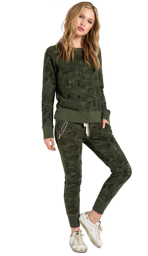 n:Philanthropy Deconstructed Moss Green Camo Sweatpants