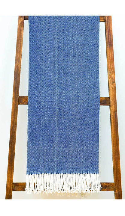 Harbor BlueAdirondack Herringbone Woven Throw - Paula & Chlo