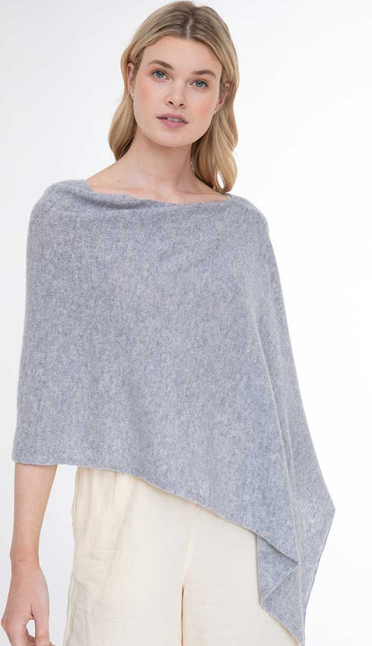 Alashan 100% Cashmere Dress Topper Poncho in Harbor Grey -