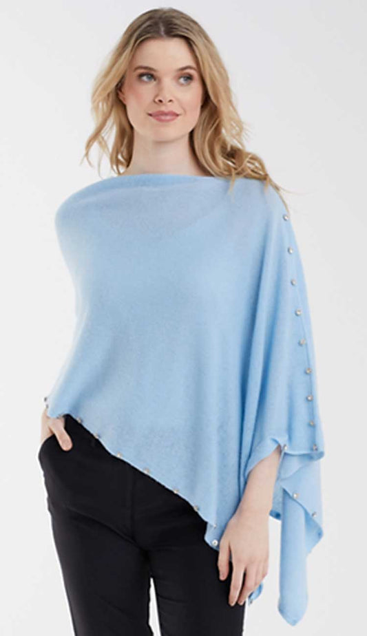 Beaded crystal trimmed topper in heavenly-add a little sparkle to your wardrobe with this cashmere topper. Shop our cashmere collection at Paula & Chlo - your cashmere specialists.