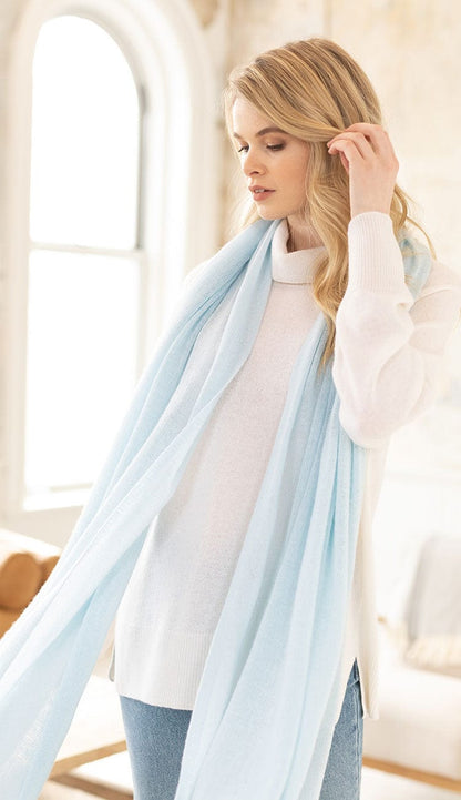 100% cashmere breezy travel wrap by Alashan in Heavenly - Paula & Chlo