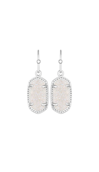 Iridescent Drusy Lee Earrings set in Rhodium BY KENDRA SCOTT