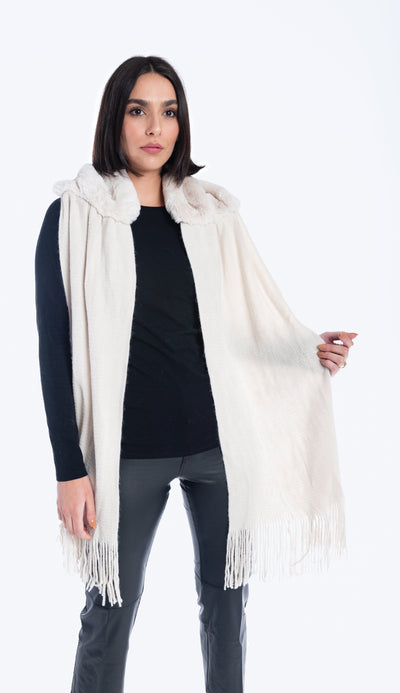 faux fur scarf stole ivory faux fur and knit