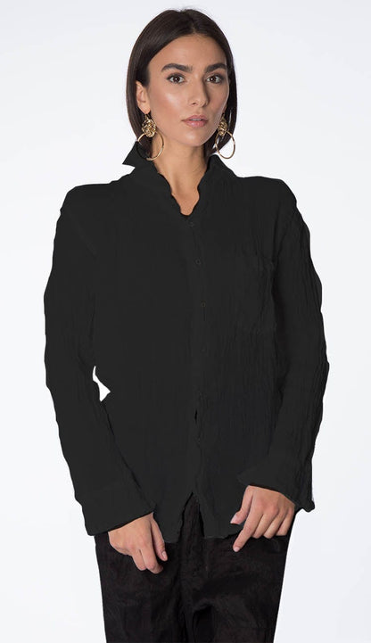 jack shirt in black gauze cp shades front view