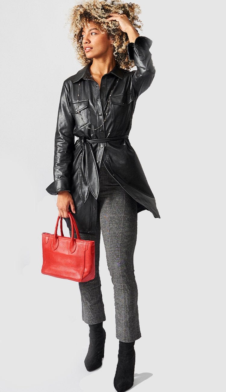 Jordan shirt dress worn as a top with plaid pants - David Lerner