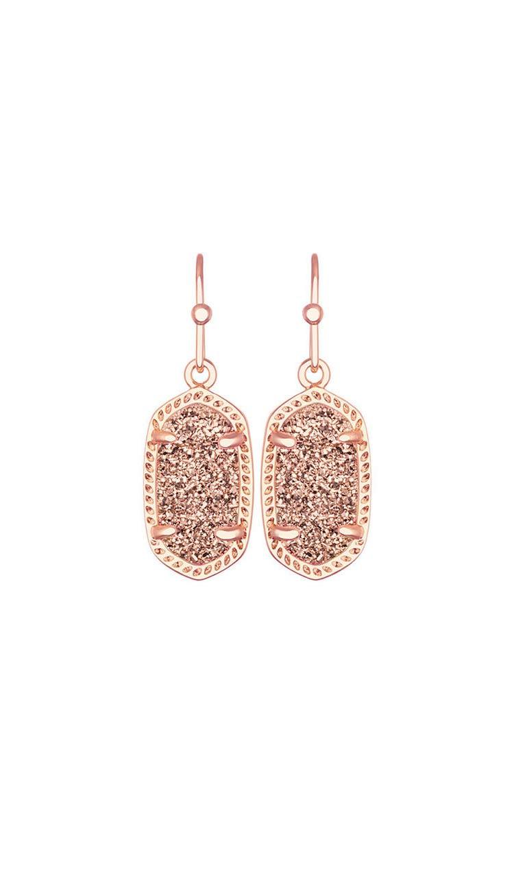 Rose Gold Drusy Lee earrings by Kendra Scott