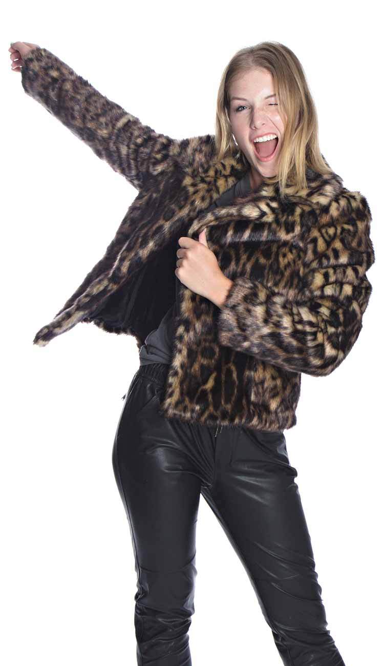 leopard print faux fur jacket 