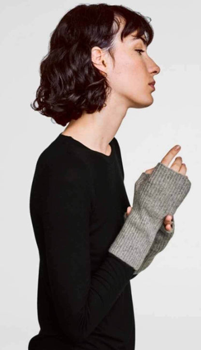 grey heather cashmere plush rib arm warmer