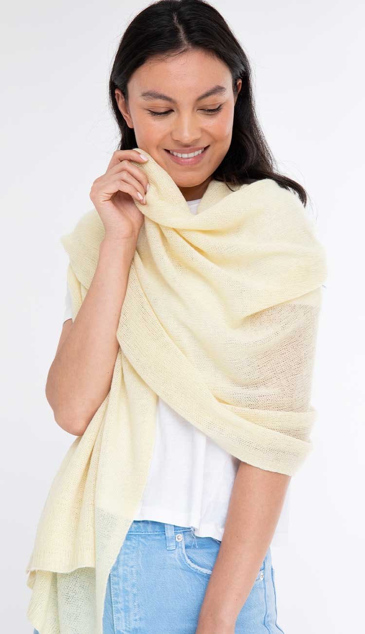 French cream lightweight travel wrap claudia nichole cashmere - paula and chlo