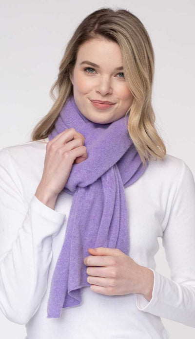 Claudia Nichole Cashmere Topper - lilac tied in a scarf